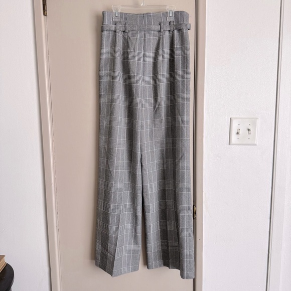 Express Gray Plaid High Rise Wide Leg Trouser Pants - Picture 2 of 6